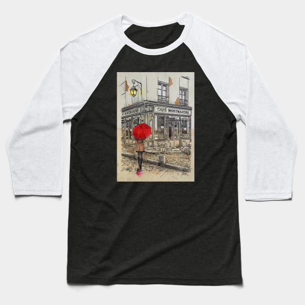 Cafe montmartre Baseball T-Shirt by Loui Jover 